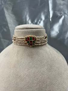 handmade freshwater pearl kantha necklace <b>set</b> multi strand traditional <b>indian</b> bridal wedding heavy moti mala <b>set</b> for women - Product Image 1
