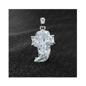 Colgante y Dije de Plata de Ley 925 con Diamante Cultivado en Laboratorio de 2 Quilates, Certificado GIA IGI, DEF VVS VS, Diseño de Elefante, Regalo para Él - Product Image 1