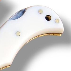 Couteaux pliants de Damas avec étui en cuir véritable, couteaux de chasse et de camping personnalisés, couteaux de poche tactiques EDC, cadeau de collection - Product Image 2