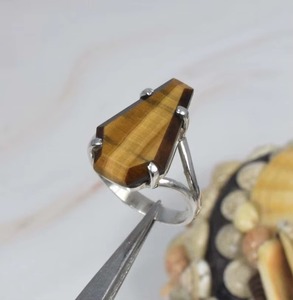 Natural <b>Tiger</b> <b>Eye</b> Coffin Shape Gemstone <b>Ring</b> 925 Sterling Silver <b>Ring</b> Handmade <b>Tiger</b> <b>Eye</b> Jewelry Fashion Party Wear Wholesale - Product Image 1