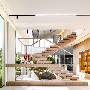 Escalera <span class=keywords><strong>de</strong></span> mármol <span class=keywords><strong>de</strong></span> lujo, escalera principal <span class=keywords><strong>de</strong></span> roble europeo, Interior <span class=keywords><strong>de</strong></span> acero, flotante, abierta, cascada, voladizo <span class=keywords><strong>de</strong></span> Metal - Product Image 4