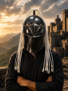 Casque de Chevalier Médiéval Fait Main – Armure Gothique Portative avec Plume Blanche KULSOOM - Product Image 5