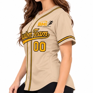 Camiseta Deportiva de Béisbol Personalizada para Mujer con Nombre y Número, Manga Corta, Cierre de Botones, Ropa Deportiva Atlética - Product Image 3