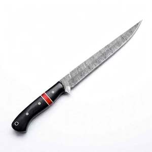 Cuchillo de filetear hecho a mano de acero de Damasco con mango de madera de ébano negro, herramienta culinaria - Product Image 5