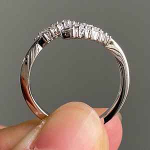 Anillo Abierto de Plata 925 Original con Moissanita Corte Baguette, Diseño Hoja de Palma, Regalo para Amantes de Plantas, Fiesta, Aniversario - Product Image 2