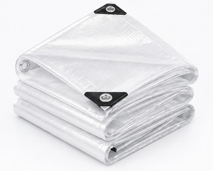 Bâche en PVC transparente imperméable avec œillets métalliques pour l'ombrage extérieur et la protection du sol - Product Image 1