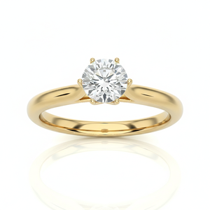 Anillo de Compromiso de Oro Amarillo de 14K con Diamante Cultivado en Laboratorio, Corte Brillante Redondo, Solitario, Certificado IGI, VVS1, Color G, Anillo de Boda Moderno - Product Image 4