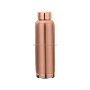 Bouteille d'eau en cuivre massif OEM personnalisée avec bouchon à vis, étanche, pour boisson ayurvédique, vente en gros, bouteille de yoga - Product Image 1