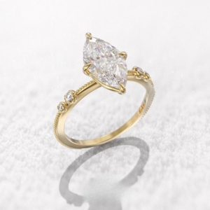 แหวนหมั้นวินเทจเพชรโมอิสซาไนต์ทรงมาร์คีส์ 3 กะรัต ทองคำขาว 14k แหวนแต่งงานแบบมินิมอลสำหรับผู้หญิง - Product Image 3