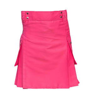 กิ๊ตส์ผ้าฝ้ายสีชมพูสไตล์สก็อตสำหรับผู้หญิง แบบมีกระเป๋าอเนกประสงค์ ขายส่ง รับผลิตแบบ OEM ODM ปี 2026 - Product Image 3