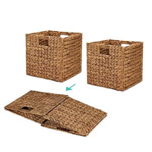 Cesta de Almacenamiento de Jacinto de Agua Tejida a Mano, Plegable para Ropa Sucia, Cesta Organizadora Rústica para Decoración del Hogar, Dormitorio, Sala de Estar - Product Image 3