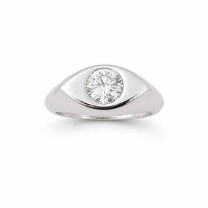 925 Sterling <b>Silver</b> Mens <b>Solitaire</b> Diamond <b>Ring</b> High Polish Classic Minimalist Band Design Wedding Engagement Party Daily Wear F - Product Image 2
