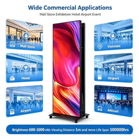 Vcore 180 °   Écran d'affichage LED pliable double face P1.53 960x640mm sur pied pour publicité en centre commercial