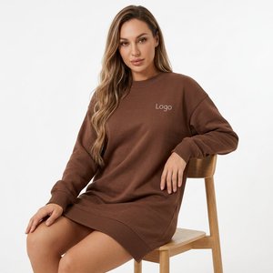 Custom Women's Long Sleeve Sweatshirt <b>Dress</b> Heavy Cotton Relaxed Fit Urban Casual Streetwear Wholesale Manufacturer - Product Image 5