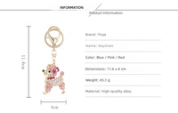 Porte-clés Poodle mignon style coréen, orné de strass colorés, pendentif métallique chien du zodiaque, petit cadeau sur le thème des animaux