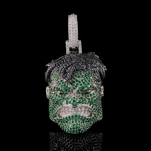 Colgante Personalizado de Cara de Hulk con Incrustaciones de Moissanita VVS en Plata de Ley 925, Estilo Bling Hip Hop, Fabricante OEM ODM - Product Image 4