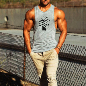 OEM Gym <b>Singlets</b> <b>Mens</b> Tank Top Sports Knitted Breathable Quick Dry Custom Cotton Vest - Product Image 4
