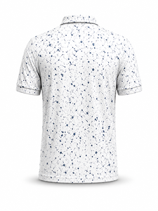 Camisa de Golf de Manga Corta para Hombre, con Diseño de Puntos Blancos, Tejida en Poliéster Transpirable, Estampado Digital Informal con Logotipo en la Parte Delantera - Product Image 3