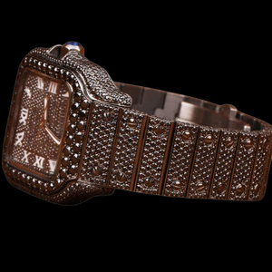 Montre homme de style hip-hop entièrement sertie de moissanite et de diamants noirs, chiffres romains, boîtier carré, montre haut de gamme. - Product Image 3