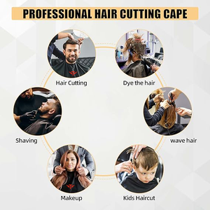 Cape de coiffure en nylon de qualité supérieure, résistante à l'eau, noire, pour salon de coiffure - Product Image 3