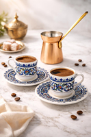 Tasse en céramique au design arabe avec finition naturelle et bord brut, parfaite pour la vaisselle de style rustique ou les maisons bio.