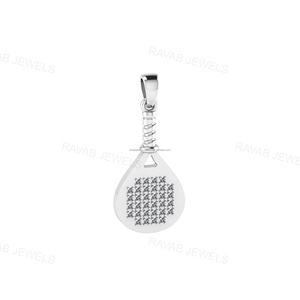 Collar de paleta de tenis chapado en oro de Plata de Ley 925, joyería de diseño personalizado para hombres, mujeres, amantes de los deportes, fábrica de regalos al por mayor - Product Image 5