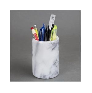 Black Marble Pen Stand Desk Organizer Stylish Writing Tools Storage Home Decor Storage Jar Makeup <b>Brush</b> Holder - Product Image 2