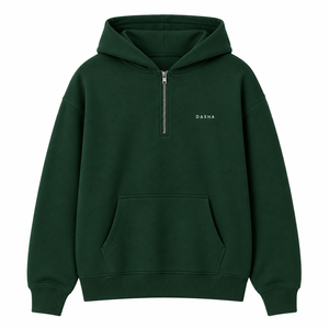 Sweat à capuche épais personnalisé avec logo, surdimensionné, demi-zip, en molleton de coton pour homme, fermeture éclair quart de tour, OEM - Product Image 2