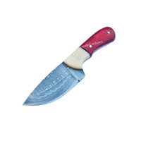 Cuchillo de Acero de Damasco Hecho a Mano de 356 Capas, Mango Pakka de Madera y Hueso con Funda de Cuero Gratis, Cuchillo de Supervivencia de Caza