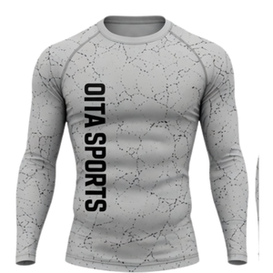 Conjunto Deportivo de Manga Larga y Leggings Gris Claro para Entrenamiento Activo, Ropa Deportiva de Compresión para Hombre, para Gimnasio y Ejercicio - Product Image 3