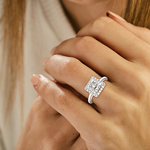 14K White Gold Princess Cut Halo Diamond Engagement Ring 2CT Square Center Classic <b>Bridal</b> Ring Fine Jewelry Supplier - Product Image 3