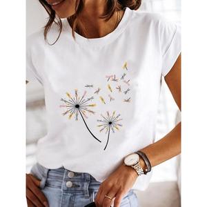 Camiseta Elegante con Cuello Redondo para Mujer, Impresión Personalizada al por Mayor, Ecológica, Informal, de Invierno, 100% Algodón, Decoración Bordada, Personalizada - Product Image 5
