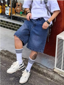 Wholesale Men's Unisex High Button Front Straight Fit Denim 100% Cotton Bermuda <b>Shorts</b> Summer Vintage Street Wear Casual Quick - Product Image 3
