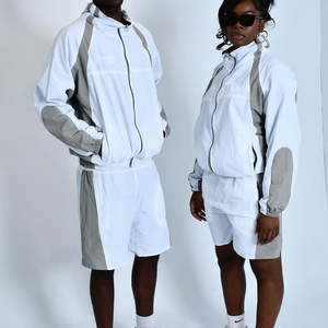 Conjunto de Chaqueta Cortavientos y Pantalones Cortos de Invierno Personalizados, Impermeables, con Bloques de Color y Cierre de Cremallera, en Poliéster/Nailon - Product Image 1