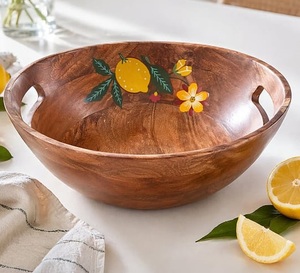 Tazón de Madera de Primera Calidad con Impresión Esmaltada, Tazón para Servir, Nuevo Diseño, Tazón de Madera para Servir Frutas, Vajilla Ecológica para Cocina y Comedor - Product Image 1