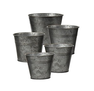 Jardinières à fleurs faites à la main en métal galvanisé, ovales, lot de 3, durables, avec poignées, pour usage extérieur - Product Image 6