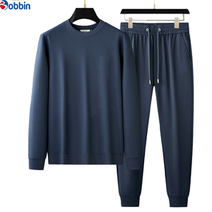 Conjunto Deportivo de Alto Rendimiento, Color Sólido, Cuello Redondo, Pantalones con Cordón, Manga Larga, Ropa de Hombre a la Moda - Product Image 3