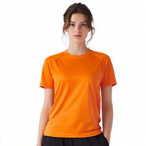 เสื้อยืดผู้หญิงทรงเข้ารูป แห้งเร็ว 100% โพลีเอสเตอร์ คอกลม แขนสั้น เสื้อยืดออกกำลังกาย เสื้อยืดผู้หญิงขายส่ง เสื้อยืดน้ำหนักเบา แห้งเร็ว - Product Image 6