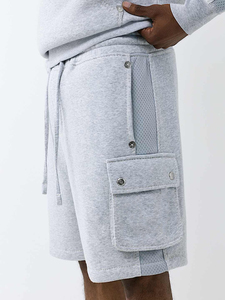 Shorts cargo pour homme, couleur unie, taille mi-haute, cordon de serrage, décontractés, en coton tricoté, style respirant avec poches - Product Image 4