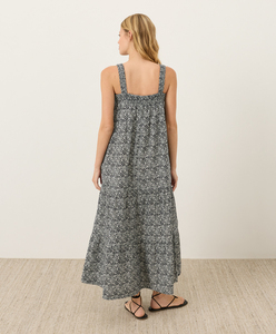 Robe longue en coton de haute qualité pour femme, design élégant et personnalisé, en gaze double bio, à bretelles et à volants, style côtier - Product Image 3
