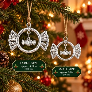 Ornement de Noël en métal argenté texturé, design circulaire suspendu, décoration traditionnelle pour arbre de Noël - Product Image 3
