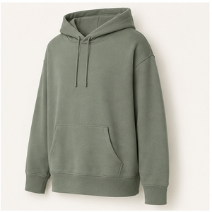 เสื้อฮู้ดดี้ทรงตรงโอเวอร์ไซส์สีเขียวเซจสำหรับผู้ชาย พร้อมเชือกผูกแบบโทนสีเดียวกัน กระเป๋าแบบจิงโจ้ รุ่น MHOOD-0013 - Product Image 4