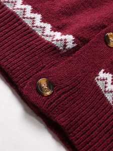 Cardigan en tricot jacquard pour homme, col châle, motif flocon de neige et renne, boutonné, chaud pour l'hiver, idéal pour les fêtes, vente en gros, personnalisable - Product Image 5