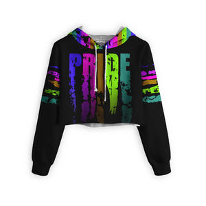 Sweat à capuche court surdimensionné pour femmes avec logo personnalisé Sweat-shirt imprimé doublé d'hiver Streetwear Pull-Mode de gros - Product Image 1