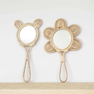 Espejos de mano para niños, tejidos con ratán natural, pequeños y bonitos, ideales como regalos para niñas pequeñas. - Product Image 6