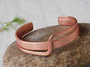 Handcrafted <b>Infinity</b> Copper Cuff <b>Bracelet</b> Open Adjustable Bangle Modern Artisan Jewelry Symbolic Gift For Women Daily Wear - Product Image 4