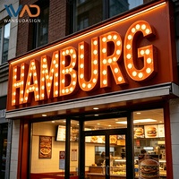 Enseigne lumineuse LED 3D en acier inoxydable, personnalisée, étanche, avec lettres lumineuses pour pizzeria, fast-food