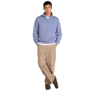 Men's Light Blue <b>Quarter</b> <b>Zip</b> Fleece Sweatshirt Regular Fit Stand Collar Casual Autumn Wear - Product Image 5