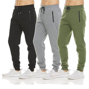 Pantalons de survêtement pour hommes, lot de 3, en toile, pour l'entraînement sportif, légers, écologiques, coupe-vent, chauds, décontractés, pour la détente - Product Image 1
