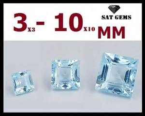 Topacio azul cielo natural de calidad, gema facetada cuadrada, piedra suelta al por mayor para la fabricación de joyas. - Product Image 3